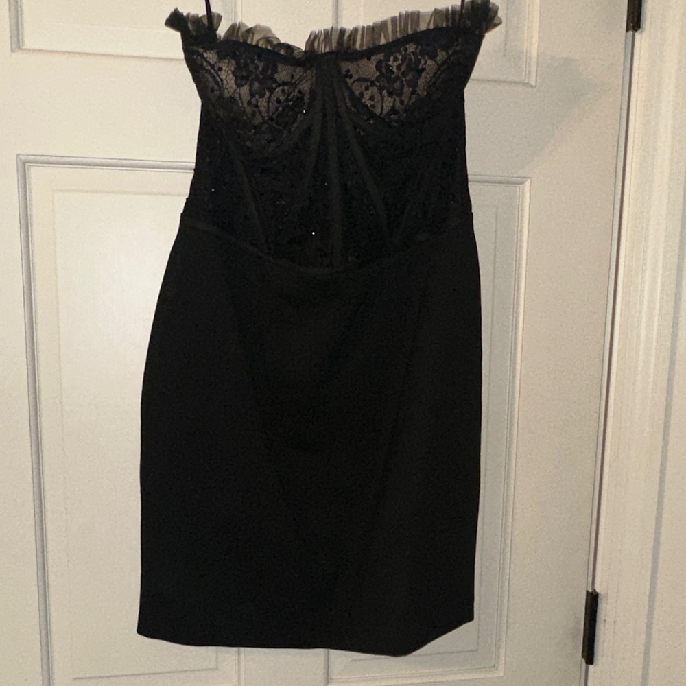Elegant Black Sherri Hill Lace Homecoming Dress